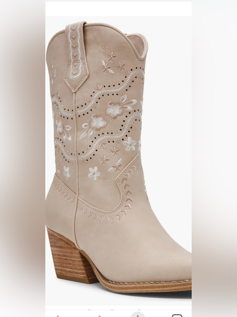 Dolce Vita Cream Anita Floral Embroidered Heeled Western Boots Size 9.5 - Picture 3 of 12
